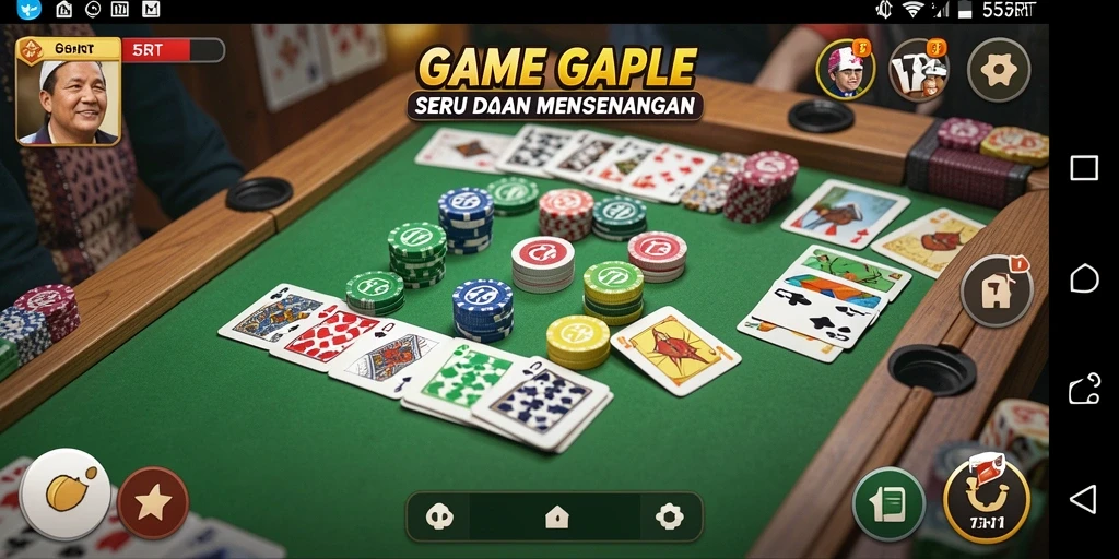 Screenshot gameplay 55RT menampilkan serunya permainan Gaple.