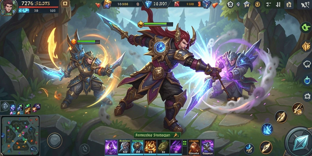 Tampilan aksi seru dalam gameplay MOBA 7276SLOTS.