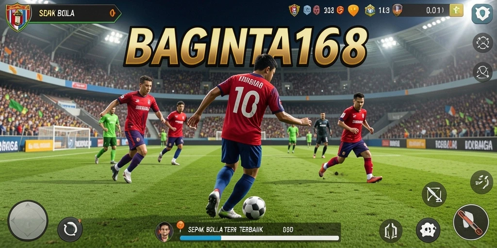Gambar gameplay menarik dari BAGINTA168 yang memamerkan aksi sepak bola.