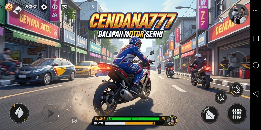 Gameplay seru CENDANA777 dengan aksi balapan motor yang menegangkan.