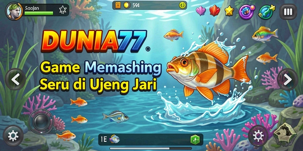 Tampilan menawan dari gameplay memancing DUNIA77 yang seru.