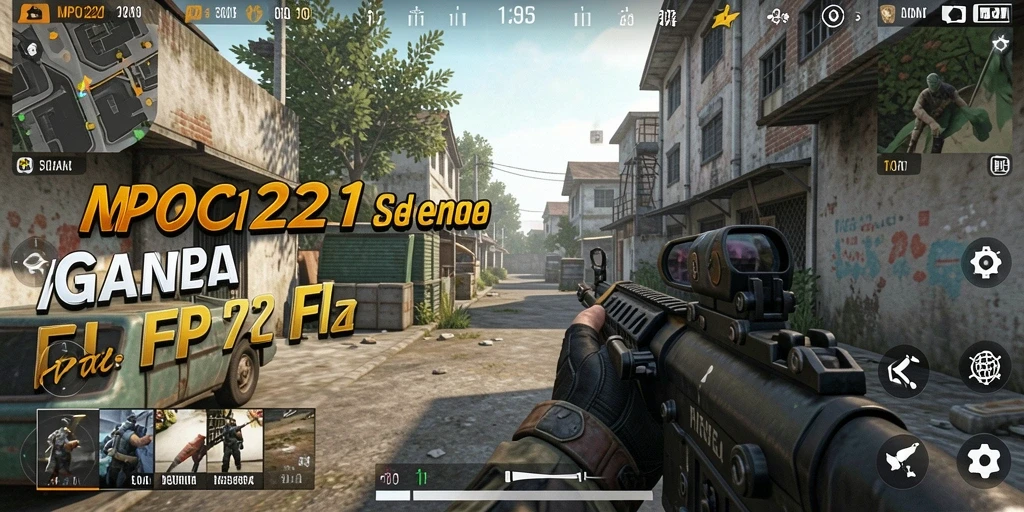 Tangkapan layar gameplay MPO1221 yang mendebarkan dengan aksi menembak.