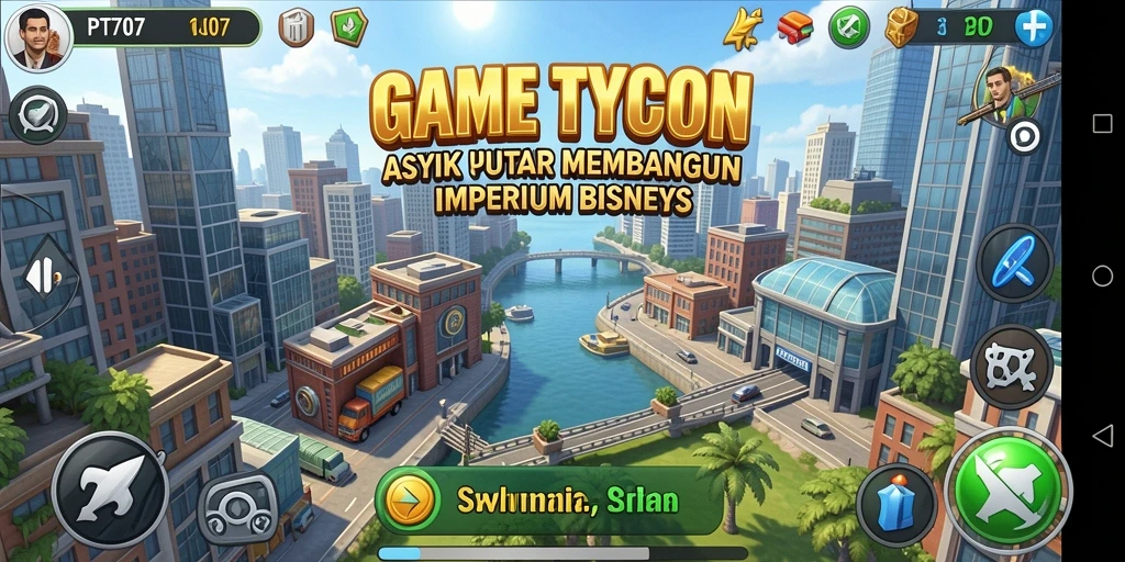 Screenshot gameplay PT707 menunjukkan aksi seru membangun bisnis.