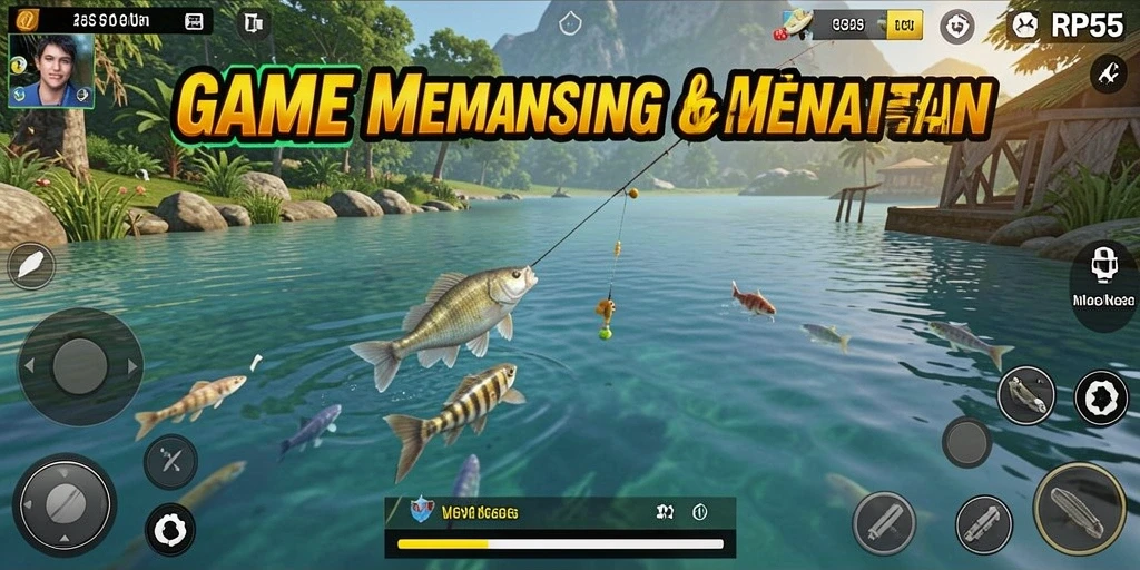 Tangkapan besar dalam permainan memancing RP55 yang mendebarkan.