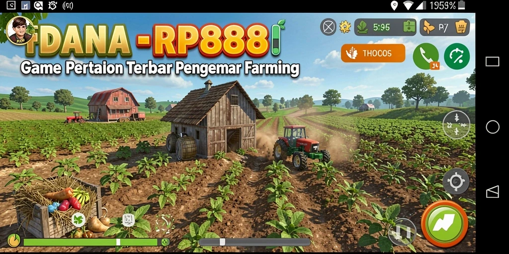 Screenshot gameplay RP888 menampilkan suasana pertanian yang indah dan interaktif.