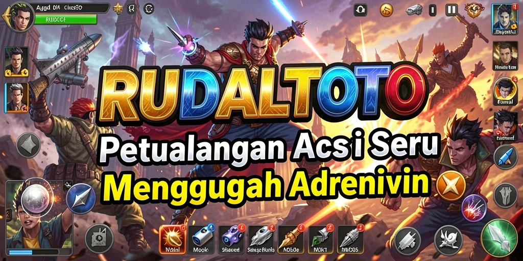 Screenshot RUDALTOTO menampilkan aksi seru di medan pertempuran.
