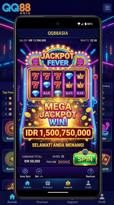 Tampilan antarmuka pengguna aplikasi qq88asia yang sederhana dan intuitif.